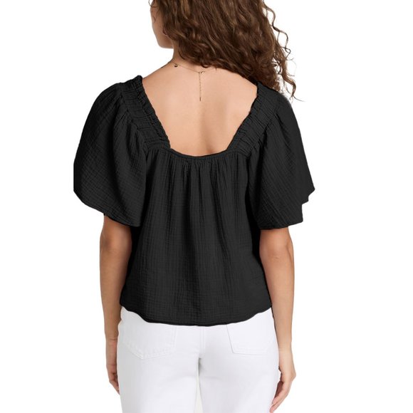 XiRENA Lou Cotton Muslin Blouse, Black, Small - Picture 2 of 4